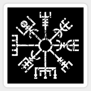 Vegvisir Norse Viking Compass Pagan Wayfinder Symbol Distressed Sticker